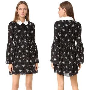 Cinq à Sept Lily Dress - Bell Sleeves, Mini, Black & Ivory